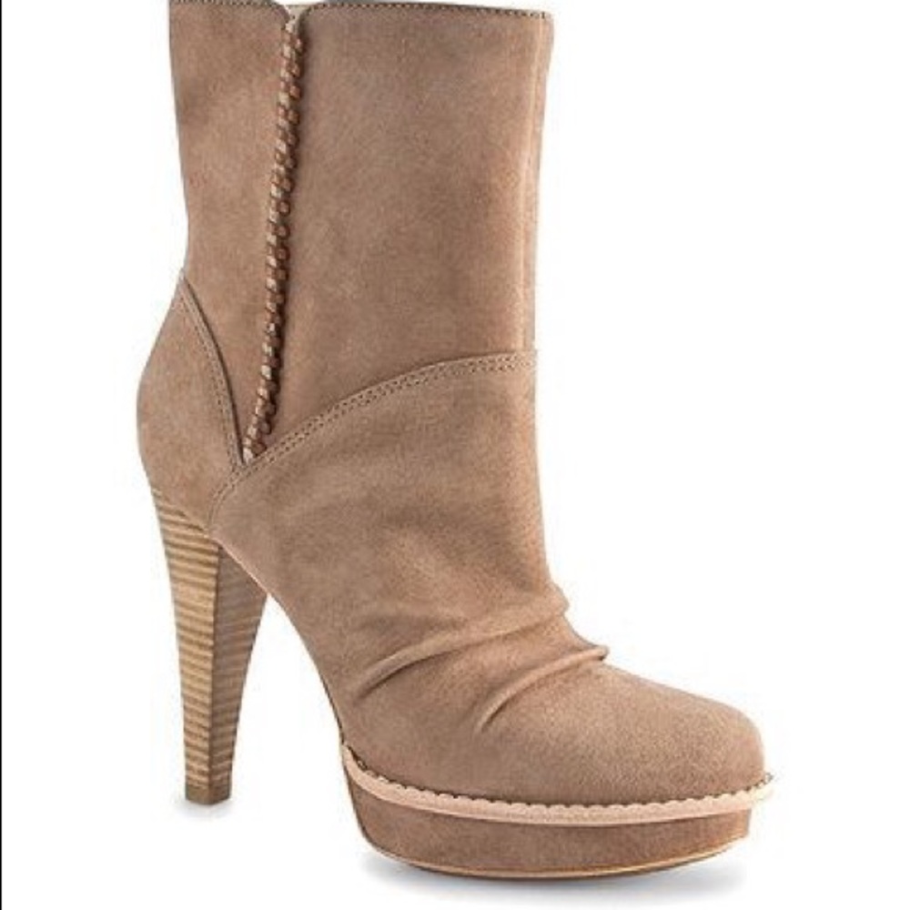 UGG Bianca Platform Booties Tan High Heels Fashion